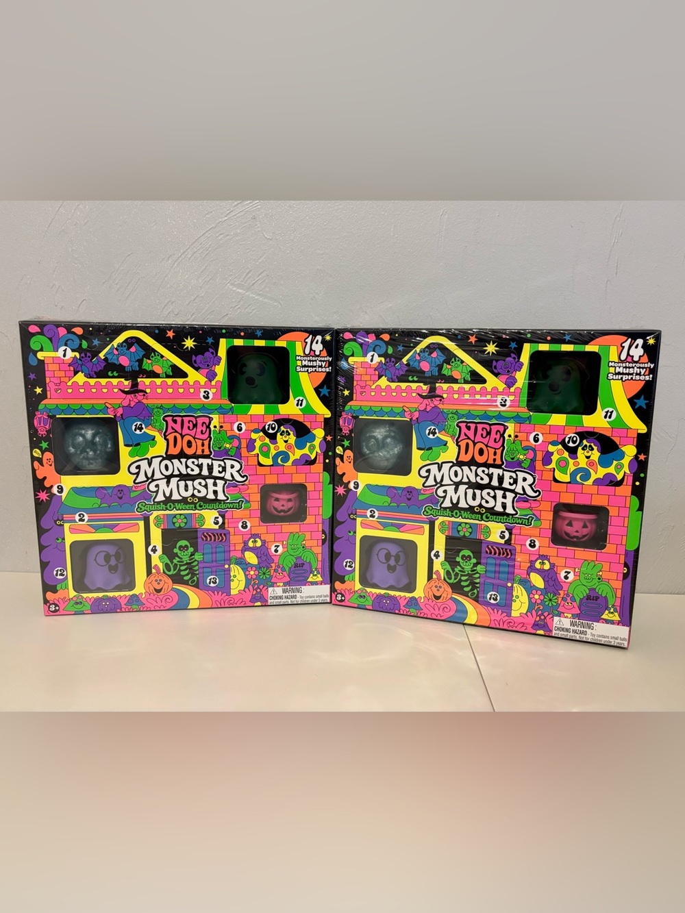 NeeDoh Monster Mush Squish-O-Ween Countdown 14 Surprises x2
